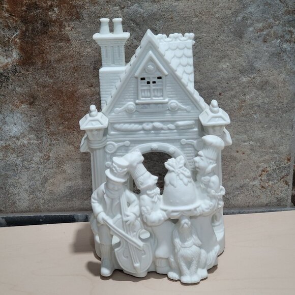 PartyLite Bakery Carolers Tea Light Candle Holder White Bisque Chef Baker Cake - Picture 1 of 10